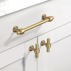 10 Pack 3.75″(96mm) Champagne Gold Cabinet Pulls Kitchen Cabinet Handles Brushed