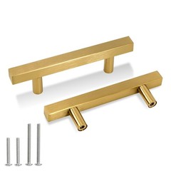 2 PCS 5 Inch Cabinet Pulls Gold Square Stainless 3 Inch 76mm Hole Centers