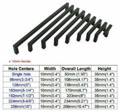 1-100Pack Black Kitchen Square Cabinet Handles Drawer Pull Knobs Stainless Steel