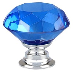 12 Pcs 30mm Diamond Shape Crystal Glass Cabinet Knobs with Screws Drawer Blue