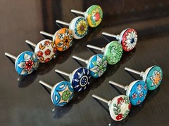 Hand-Painted Ceramic Drawer Knobs Cabinet Pulls Colorful Floral Decorative