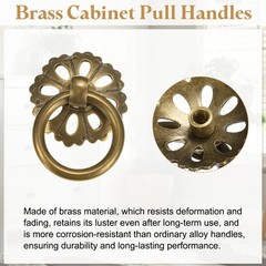 4Pcs, 0.98″ Brass Drawer Pulls and Knobs w/ Screws Hollow Flower Bronze