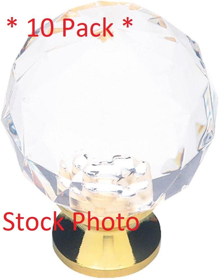 * 10 Pack * Liberty 1-3/16″ Brass with Clear Faceted Acrylic Ball Cabinet Knob
