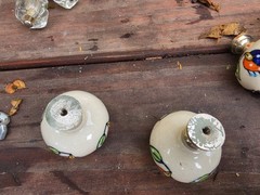 Set of 6 Hand-Painted Ceramic Cabinet Drawer Knobs Floral 2″ x 2″ Boho Folk Art