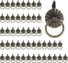 Jiozermi 50 Pcs Mini Pull Handle, Metal Ring Pull Handles, Small Drawer Pulls