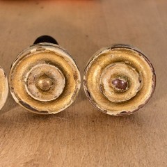 Vtg Set of 6 Painted Bronze Knob Pulls in 2 Sizes, 1.25″ and 1″ dia