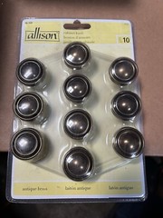 Allison ANTIQUE BRASS Cabinet Knob set of 10 SEALED NEW AL-320