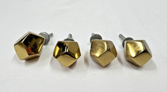 Set of 4 Gold Polished Metal Cabinet Knobs with Fixings Supplied