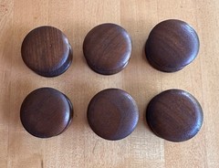 6 NOS Antique Reproduction Walnut Dresser Drawer Cabinet Knob Pulls Lathe Turned