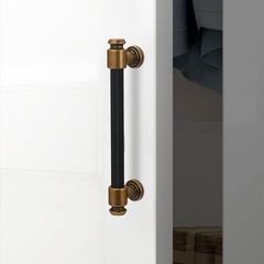 10 Pack 5 inch(128mm) Black and Antique Brass Kitchen Cabinet Handles Knurled…