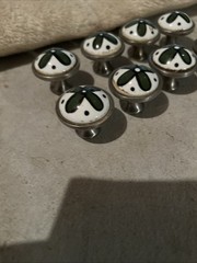 Lot Of 8 Ceramic And Metal Flower Cabinet Knobs