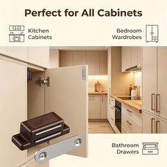 Brown Magnetic Cabinet Latch – 12 Pack for Doors, Drawers & Shutters