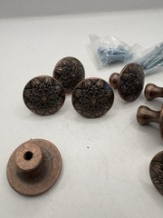Lot Of 10 Copper/ Brass Round Floral Drawer/ Cabinet Knobs