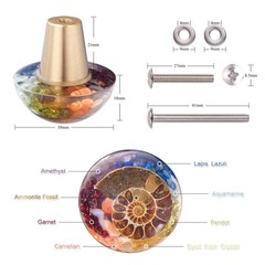 4PCS 7 Chakra Ammonite Fossil Drawer Knobs with Screws, Round Crystal Stone P…