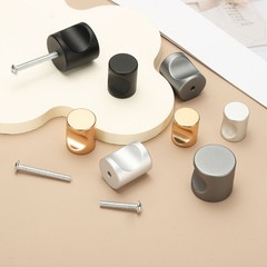 8 Pcs Cylindrical Aluminum Alloy Knobs, Single Hole Pull with Screw, 18mm Gold