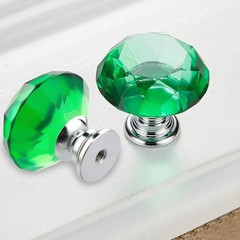 Green Crystal Glass Door Knobs Diamond Cut Drawer Pulls for Cabinet Wardrobe …
