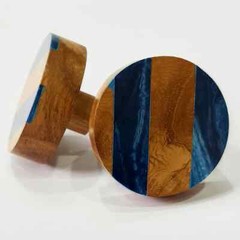 Handmade Round Resin and Wood Door Knobs (Set of 6)
