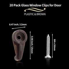 20 Pack Glass Window Clips Brown Retainer Clips, Glass Door Holder Cabinet Panel