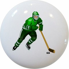 HOCKEY Player Sports CABINET Drawer Pull KNOB Green