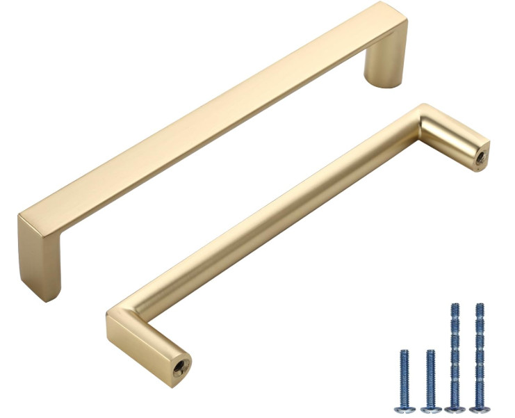 Juego de 10 tiradores de 5″ (128 mm) en oro cepillado para gabinetes y cajones.
