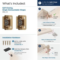 PAIR AMEROCK 1/2″ Single Demountable Cabinet Hinge Champagne Bronze BPR8719CZ