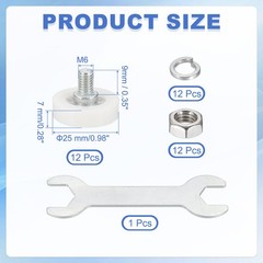 25 mm Drawer Rollers Wheel Cabinet with Screw Washer Wrench for Cabinets, 12 Pcs