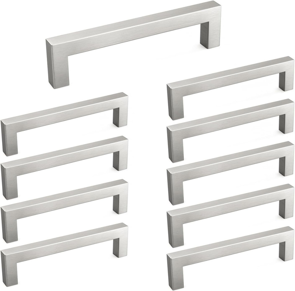 10 Pack 5″ Hole Center Brushed Nickel Kitchen Cabinet Handles | Include Screws,