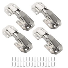 4 Pcs Soft Close Damping Hinges ，Hidden Cabinet Hinges with 32pcs Stainless S…