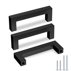 5 PCS 33/4in 96mm Black Square Bar Cabinet Drawer Pull Handles Stainless