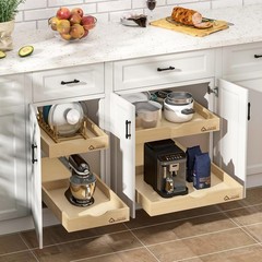 Birchwood Pull-Out Cabinet Drawers, 26″ W x 21″ D Pull Out Cabinet Organizer,…