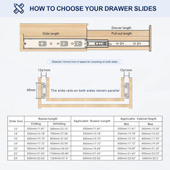 10 Pairs 22 Inch Soft Close Drawer Slides, Ball Bearing Full Extension Dresser S