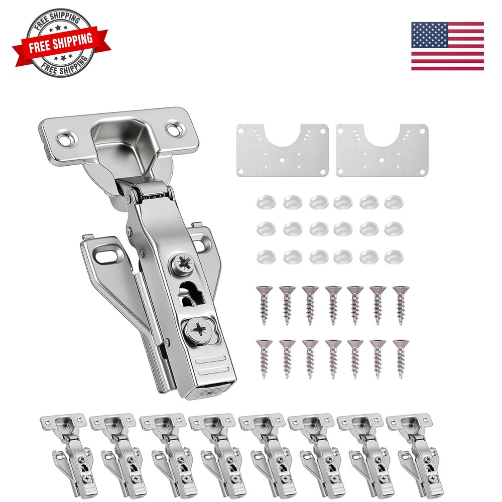 Cabinet Hinges – 10 Pack Soft Close Kitchen Cabinet Hinges for 1/2 Inch Overl…