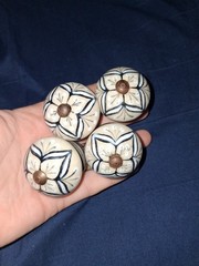Lot of 4 Vintage Floral Shabby Drawer Cabinet Knobs Set Porcelain Ceramic