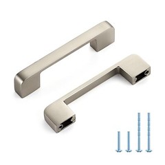 Brushed Nickel Cabinet Pulls 3-3/4 Inch Hole Spacing Wide Base Kitchen Cabine…