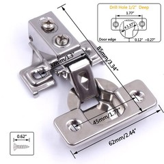 20 PCS Soft Close Cabinet Door Hinges 1/2″ Partial Overlay 105 Deg Concealed