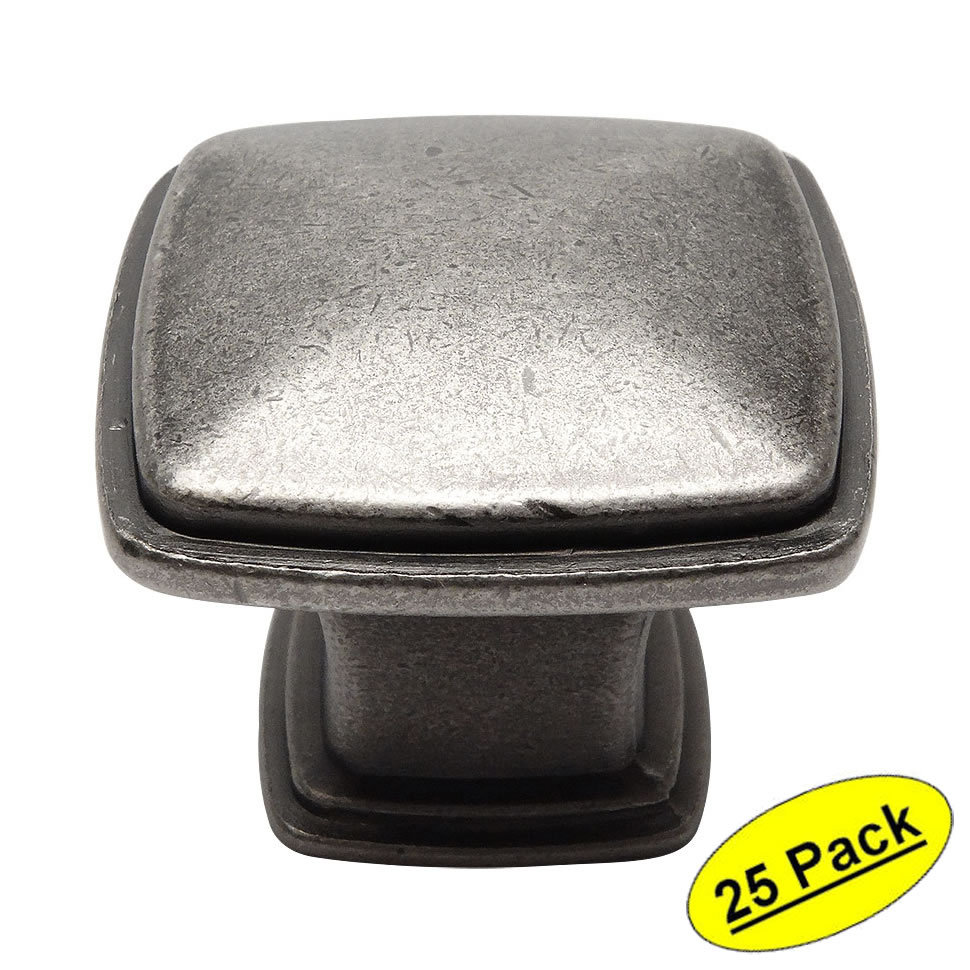 *25 Pack* Cosmas Cabinet Hardware Weathered Nickel Square Cabinet Knobs #4391WN