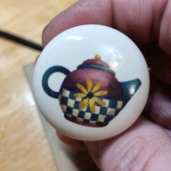 Ceramic Cabinet Drawer Knobs Pulls Teapot Butterflies 1.25″ dia Set 15 +3