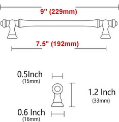 9 Pack Polished Chrome Cabinet Pulls 7-1/2 Inch (192mm) Hole Centers Modern 9 in