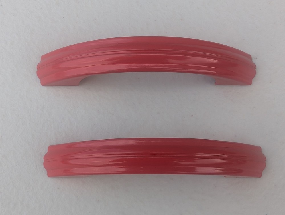 Lot Of 2 Red Metal Dresser Cabinet Pull Handles (3 1/2” 2 7/8” Centers)