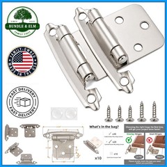 Surface Mount Cabinet Hinges, 10 Count Brushed Nickel with Quiet Closing Feature