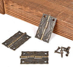 40Pcs Bronze Jewelry Box Hinges with Screws Vintage Antique Wooden Box Repair