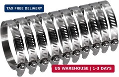 3″ Hose Clamp Full Stainless Steel 65mm – 89mm, 10 Pack | 3 Hose Clamp Worm Gear
