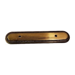5 1/2 in Oiled Brass 2-holed Drawer Pull Backplate with Rope Border