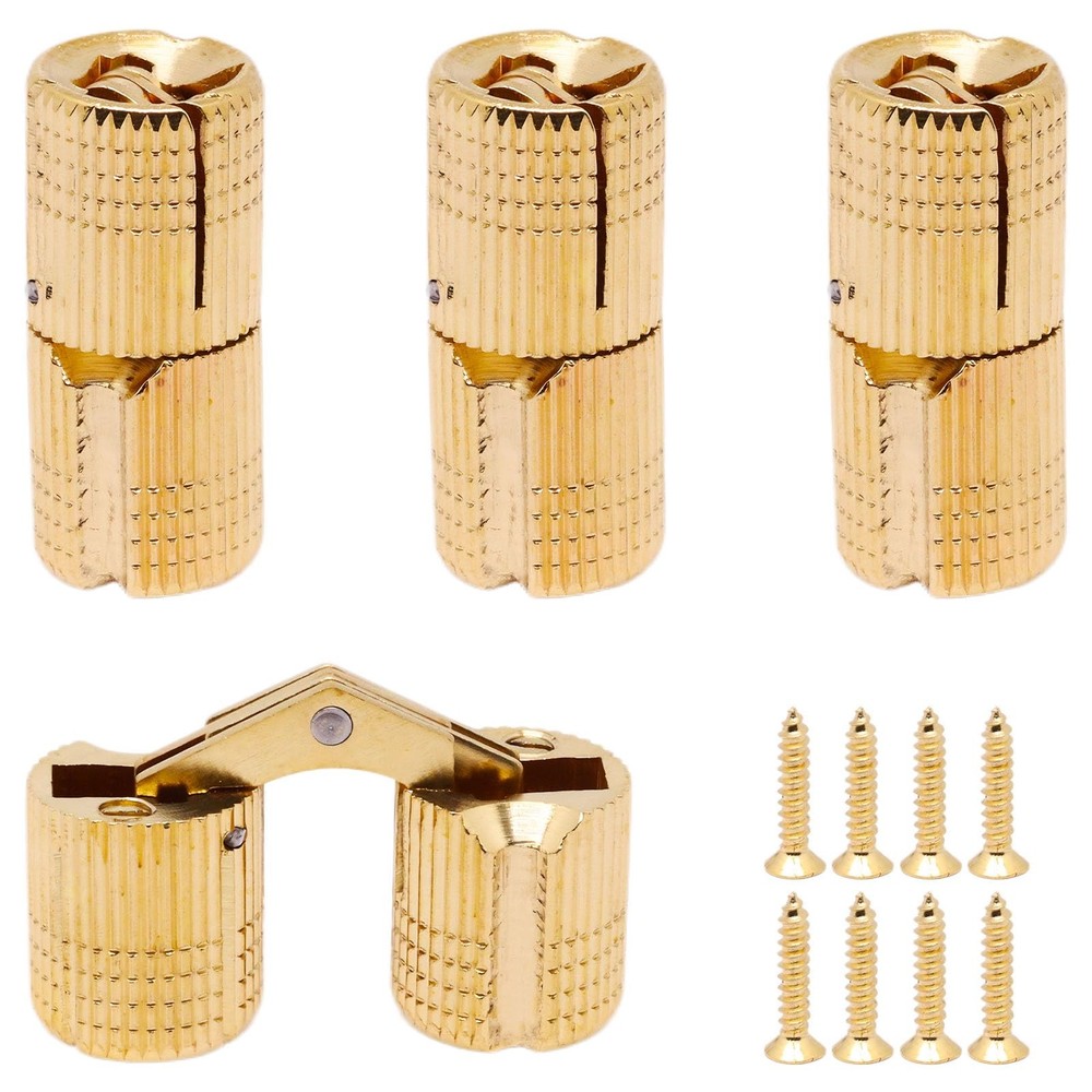 12mm Brass Barrel Hinges Cylindrical Hidden Cabinet Concealed 12 mm, 4PCS