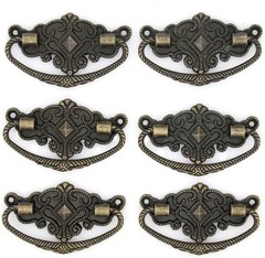 4 PCs Vintage Antique Brass Bail Pull Handle for Wooden Medium,