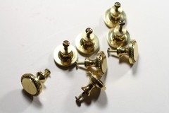 Lot of 8 Vintage Solid Brass CABINET KNOB Drawer Pulls w/ Screws 1″
