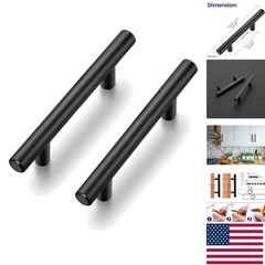 6 Durable Matte Black Bar Pull Handles – 5 Inch Stainless Steel Cabinet Hardware