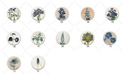 Botanical Blue Flowers Images 1.5″ CERAMIC Dresser Drawer PULLS Cabinet KNOBS