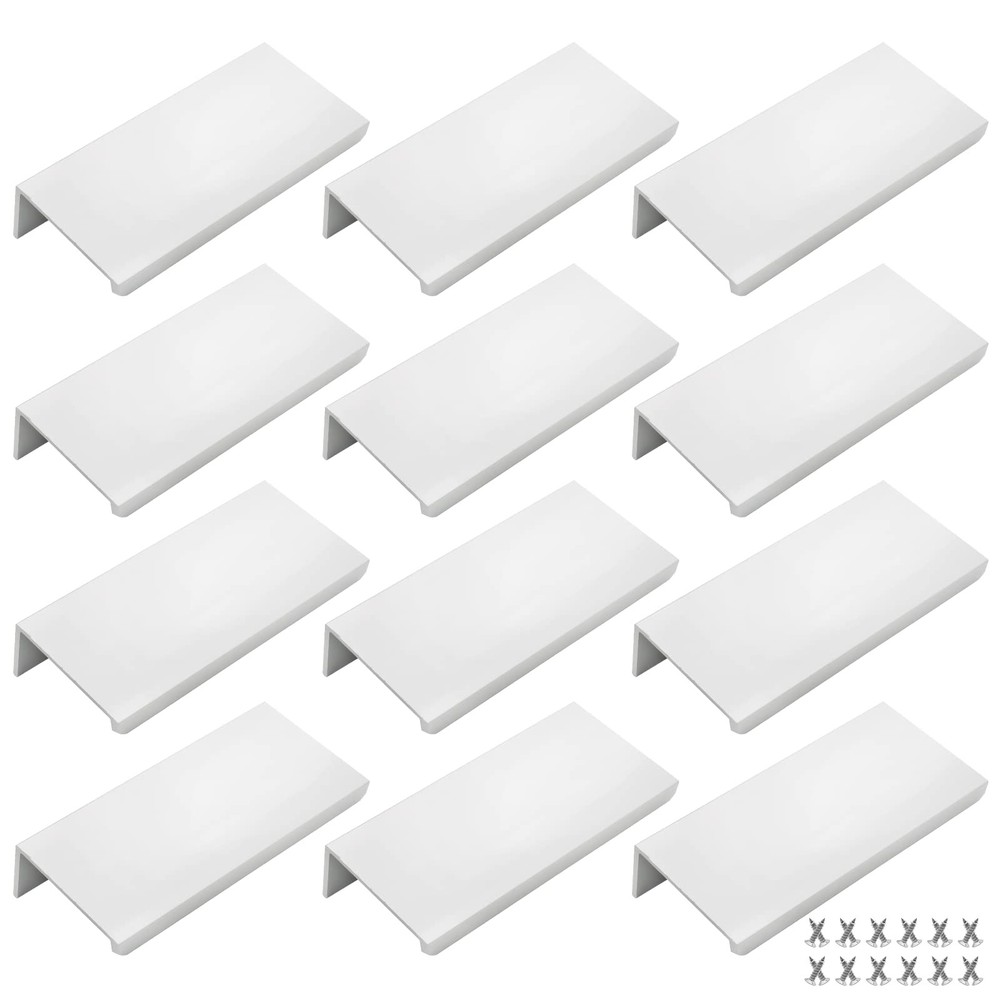 Silver Back Mount Finger Edge Pulls Aluminum Hidden Tab Drawer Handles 12 PCS