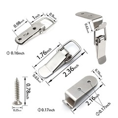 Lesnala 8 Pcs Stainless Steel 90 Degree Spring Toggle Lock Silver-8pcs